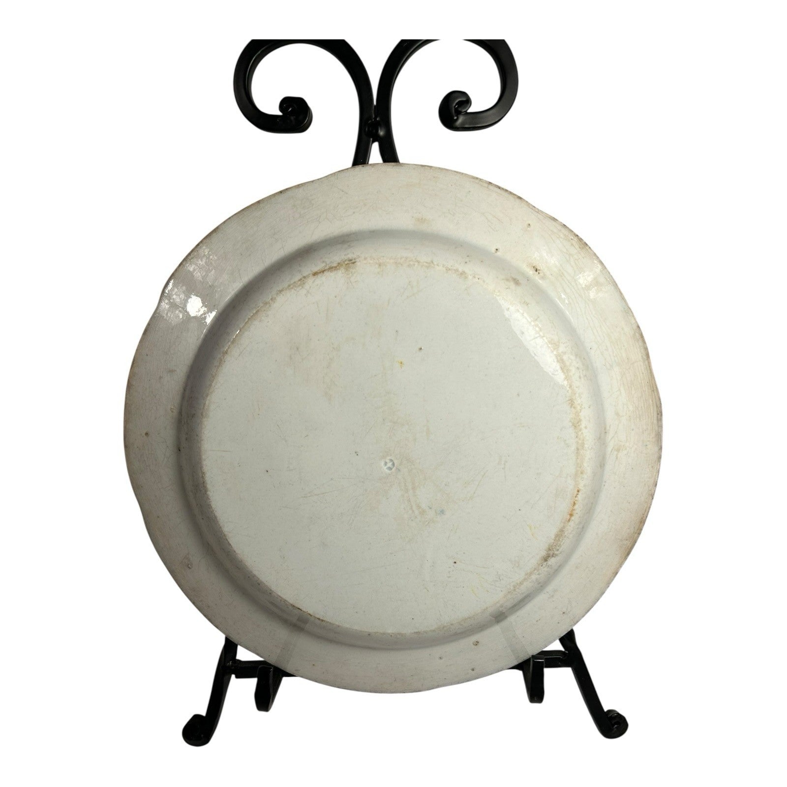 Antique William Adams & Sons Black Transferware Plate in Columbus Pattern