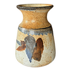 Vintage Studio Pottery Blue Brown Glazed Stoneware Vase - Signed Michael Cohen