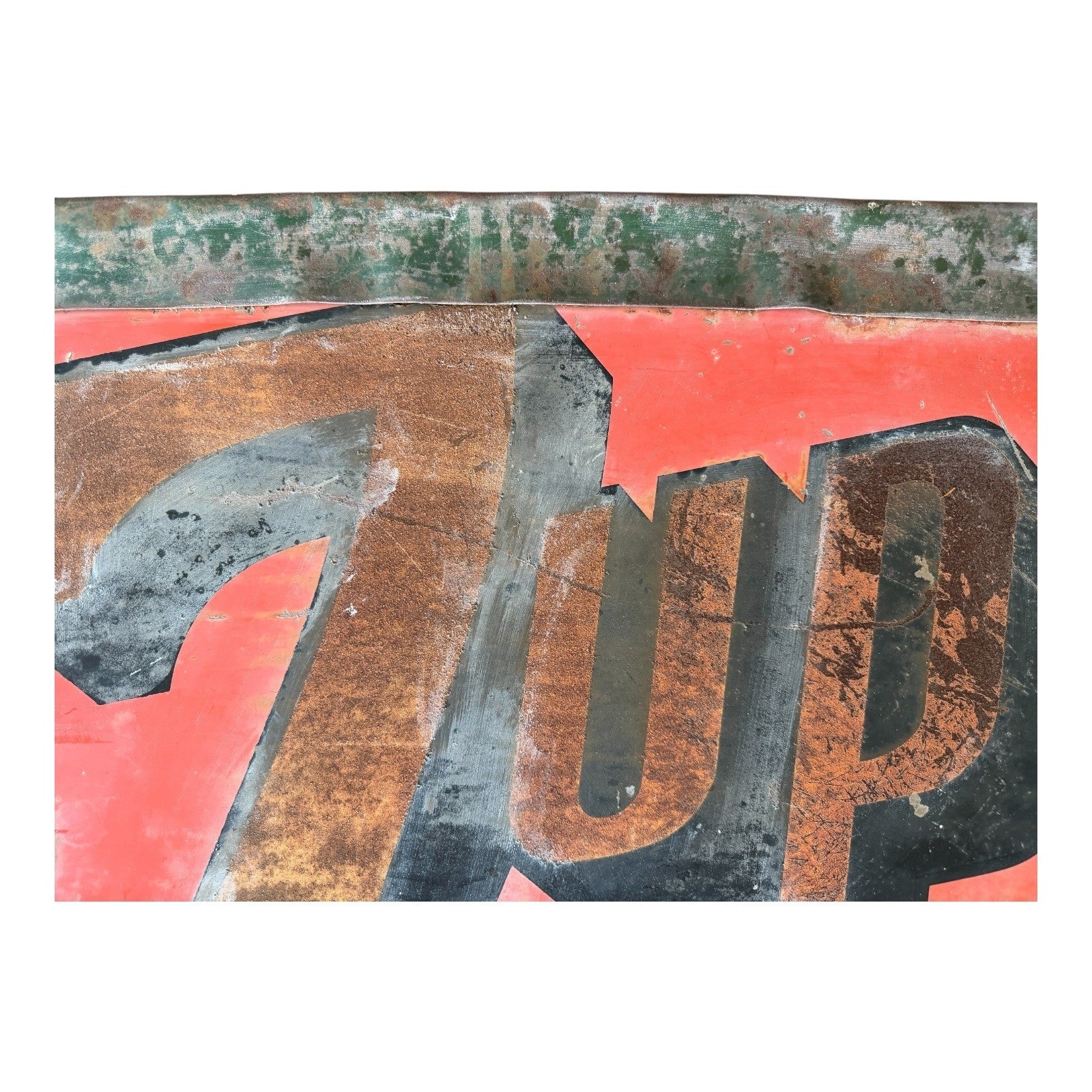Vintage 7UP Soda Pop Advertising Tin Trade Sign - Hanging Wall Decor