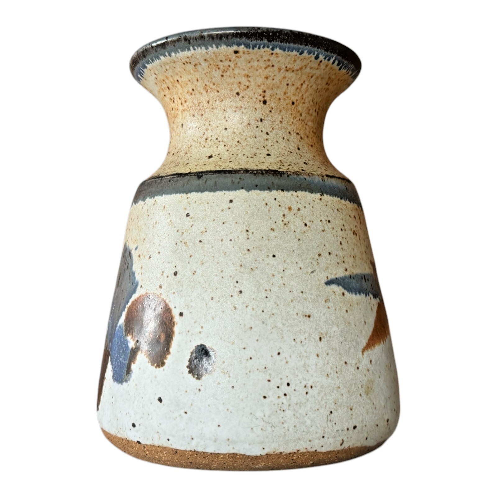 Vintage Studio Pottery Blue Brown Glazed Stoneware Vase - Signed Michael Cohen