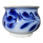 Antique Flow Blue Pottery Hand Painted Floral Jardiniere Cache Pot Bowl