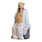 Antique Chinese Mudman Scholar Figurine - Seated with Fan