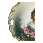 Antique Victorian Lady & Roses Portrait Cabinet Plate with Gold Gilt