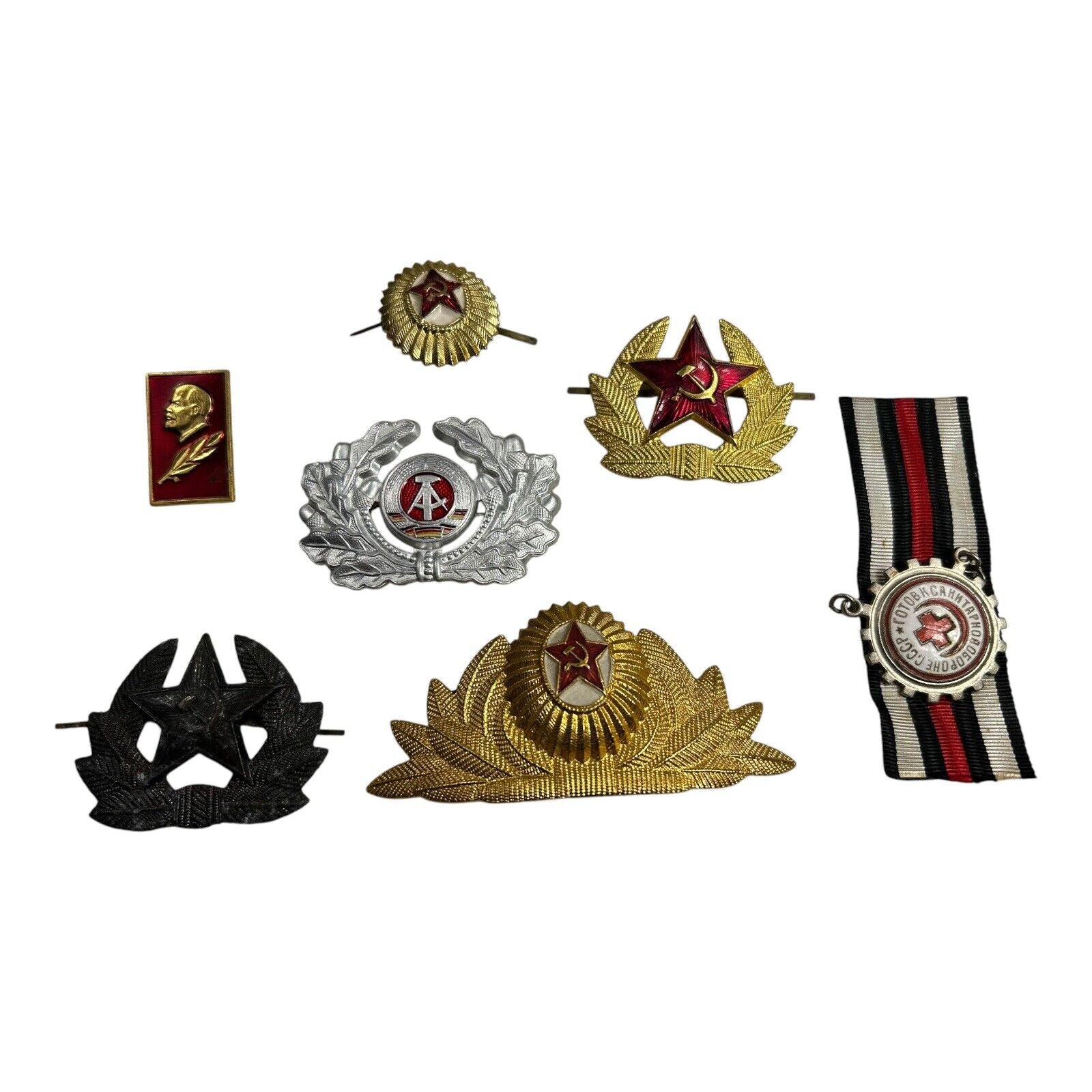 Vintage Collection 7 Pieces of Soviet Russian Military Pins and Badges
