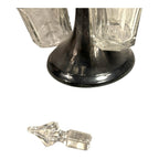 Antique Victorian Glass Cruet Set 4 Bottles Metal Stand - Original Stoppers
