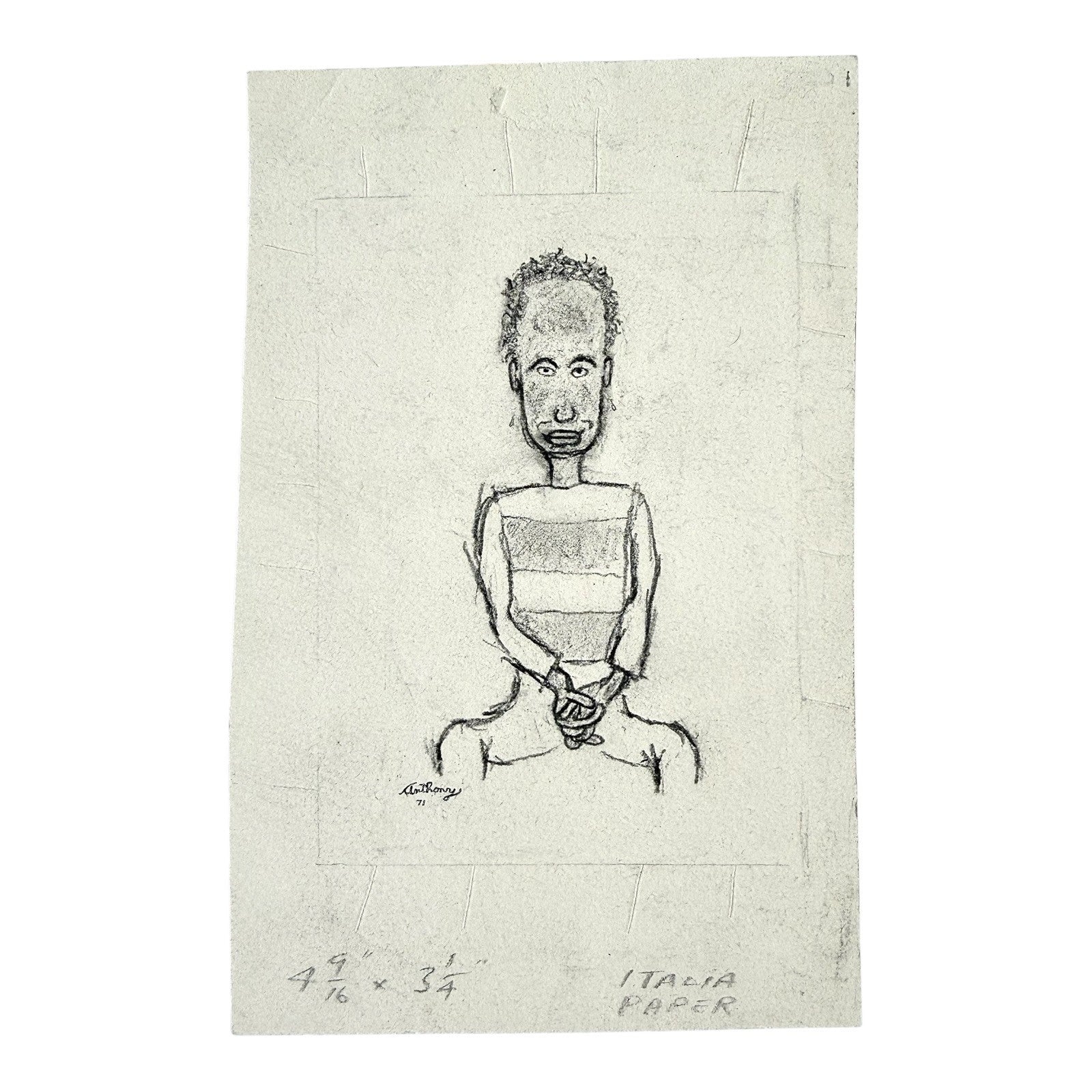 MCM Original Pencil Drawings Outsider Folk Art Portrait Series - William Anthony
