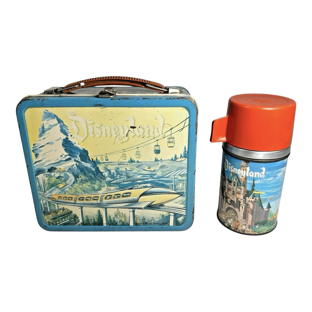 Vintage 1960 Aladdin Disneyland Metal Lunch Box & Thermos Set