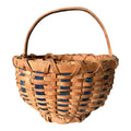 Vintage Handwoven Split Oak Buttocks Gathering Basket with Blue Accent