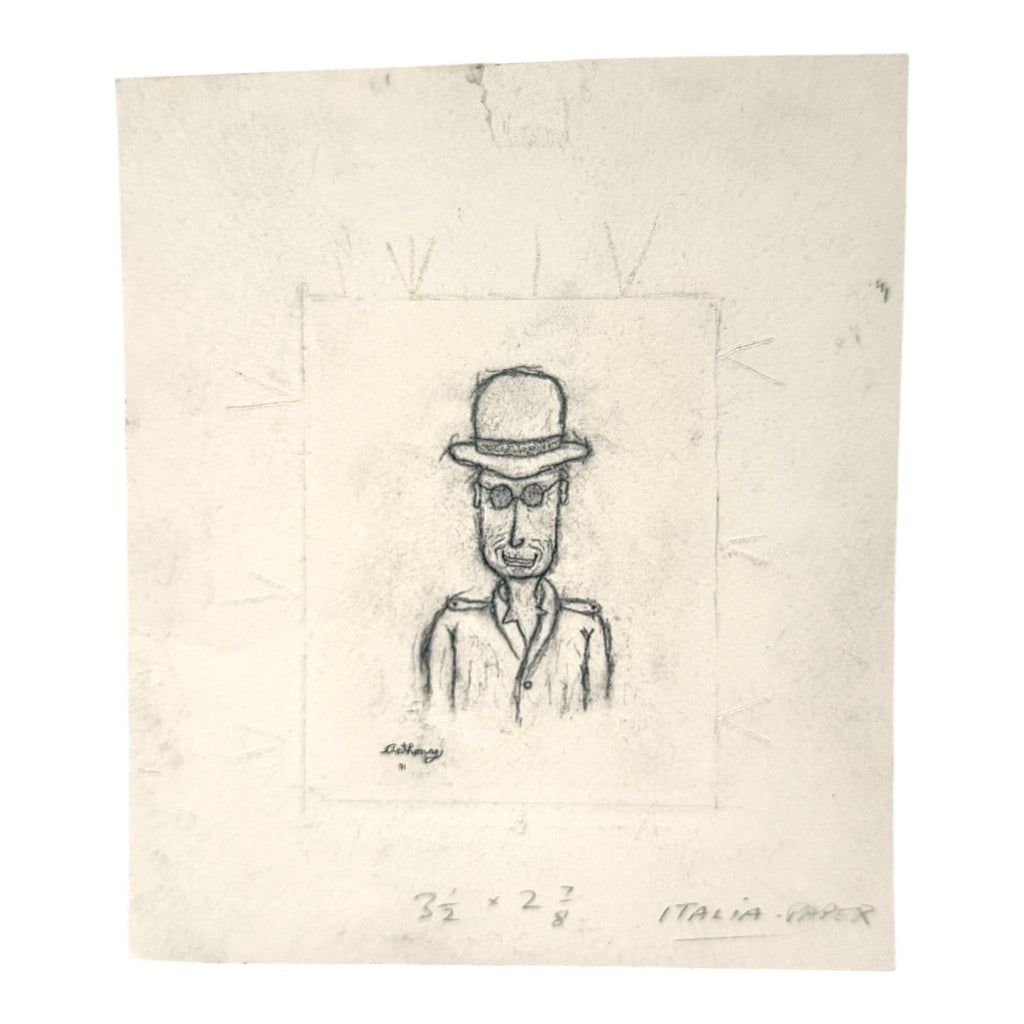 MCM Original Pencil Drawings Outsider Folk Art Portrait Series - William Anthony