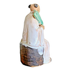 Antique Chinese Mudman Scholar Figurine - Seated with Fan