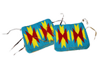 Vintage Native American Handmade Beaded Cuffs, Red Yellow Blue