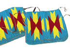 Vintage Native American Handmade Beaded Cuffs, Red Yellow Blue