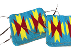 Vintage Native American Handmade Beaded Cuffs, Red Yellow Blue