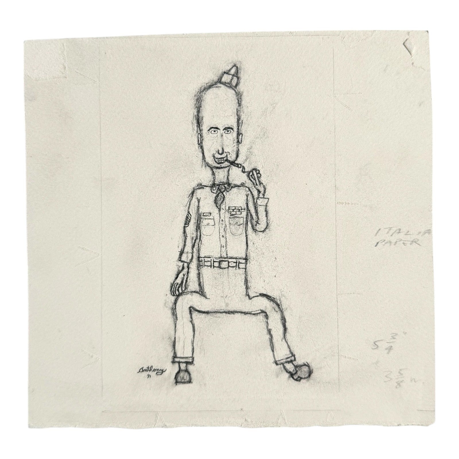 MCM Original Pencil Drawings Outsider Folk Art Portrait Series - William Anthony
