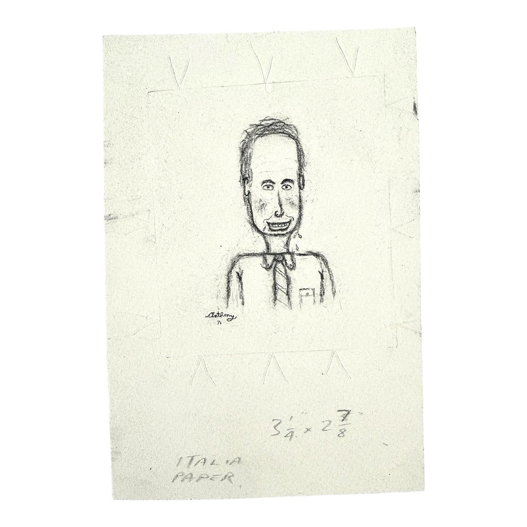 MCM Original Pencil Drawings Outsider Folk Art Portrait Series - William Anthony