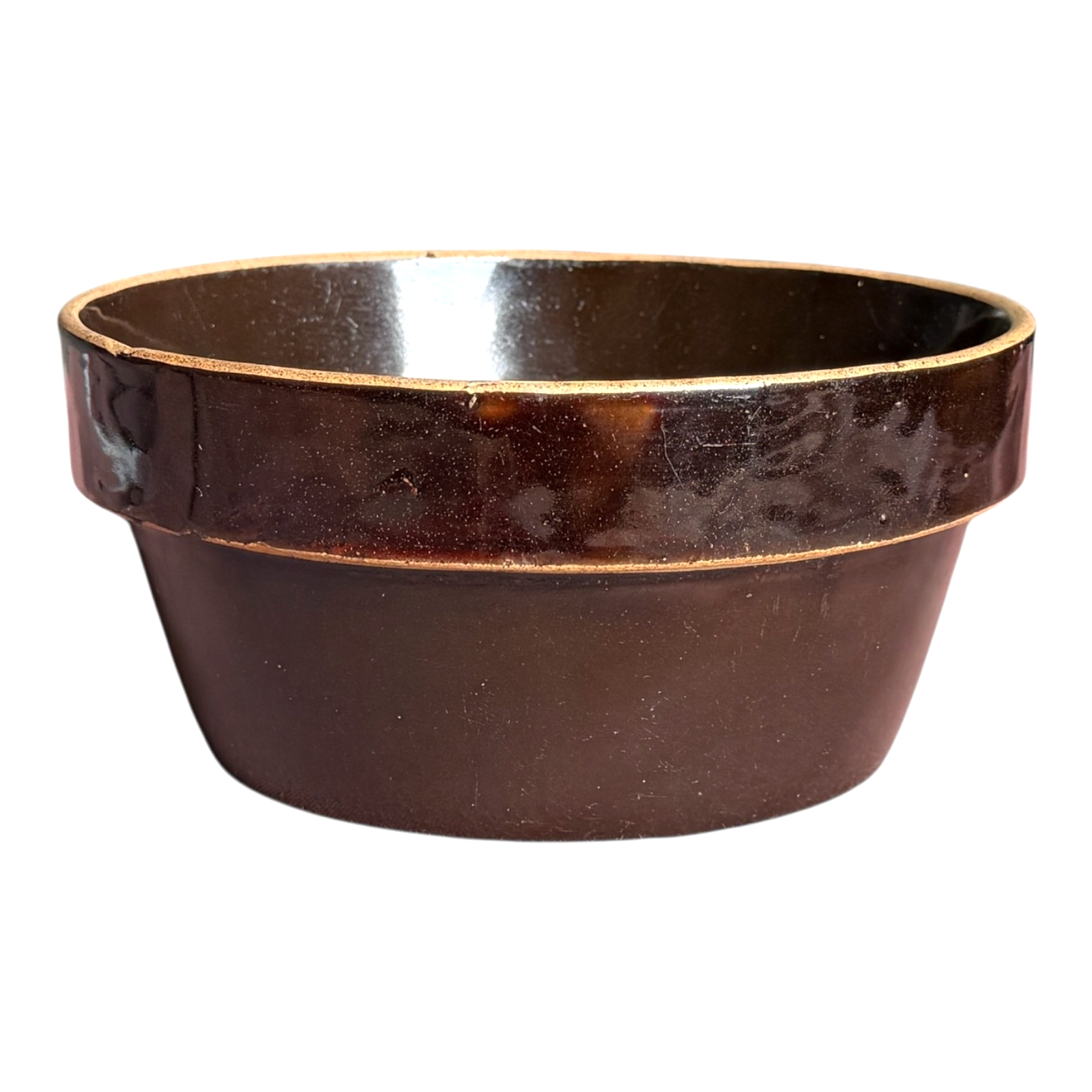 Antique Yellowware Mixing Bowl Brown Slip Glaze Stoneware - Martha Stewart Prop