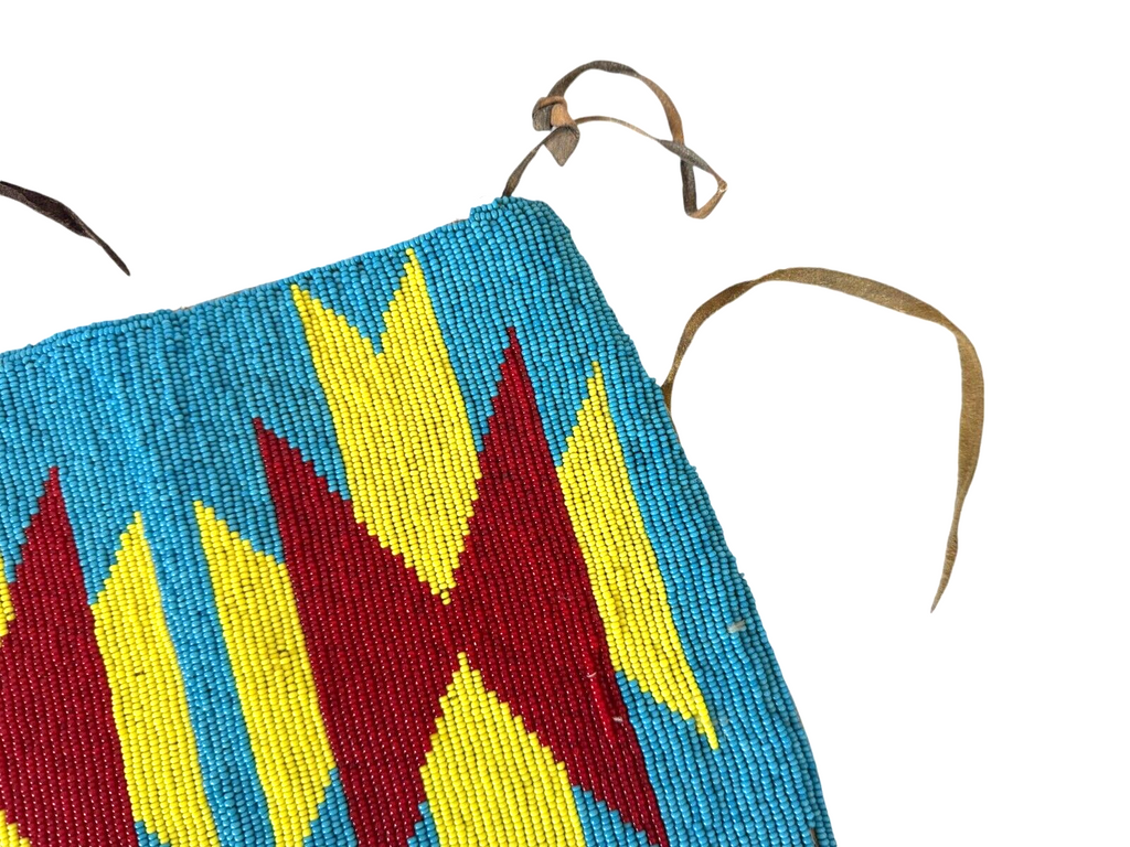 Vintage Native American Handmade Beaded Cuffs, Red Yellow Blue