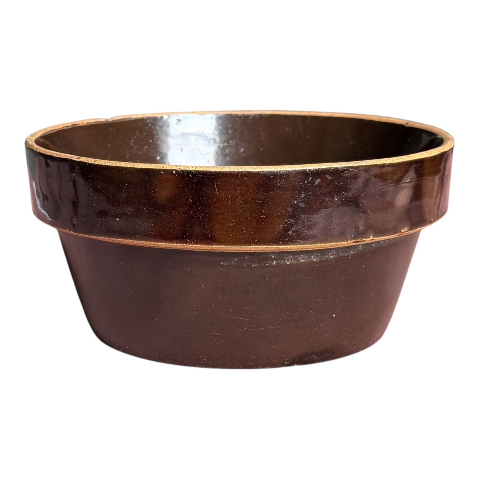 Antique Yellowware Mixing Bowl Brown Slip Glaze Stoneware - Martha Stewart Prop