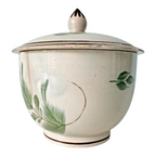 Antique Staffordshire Hand-Painted Floral Sunflower Lidded Sugar Bowl