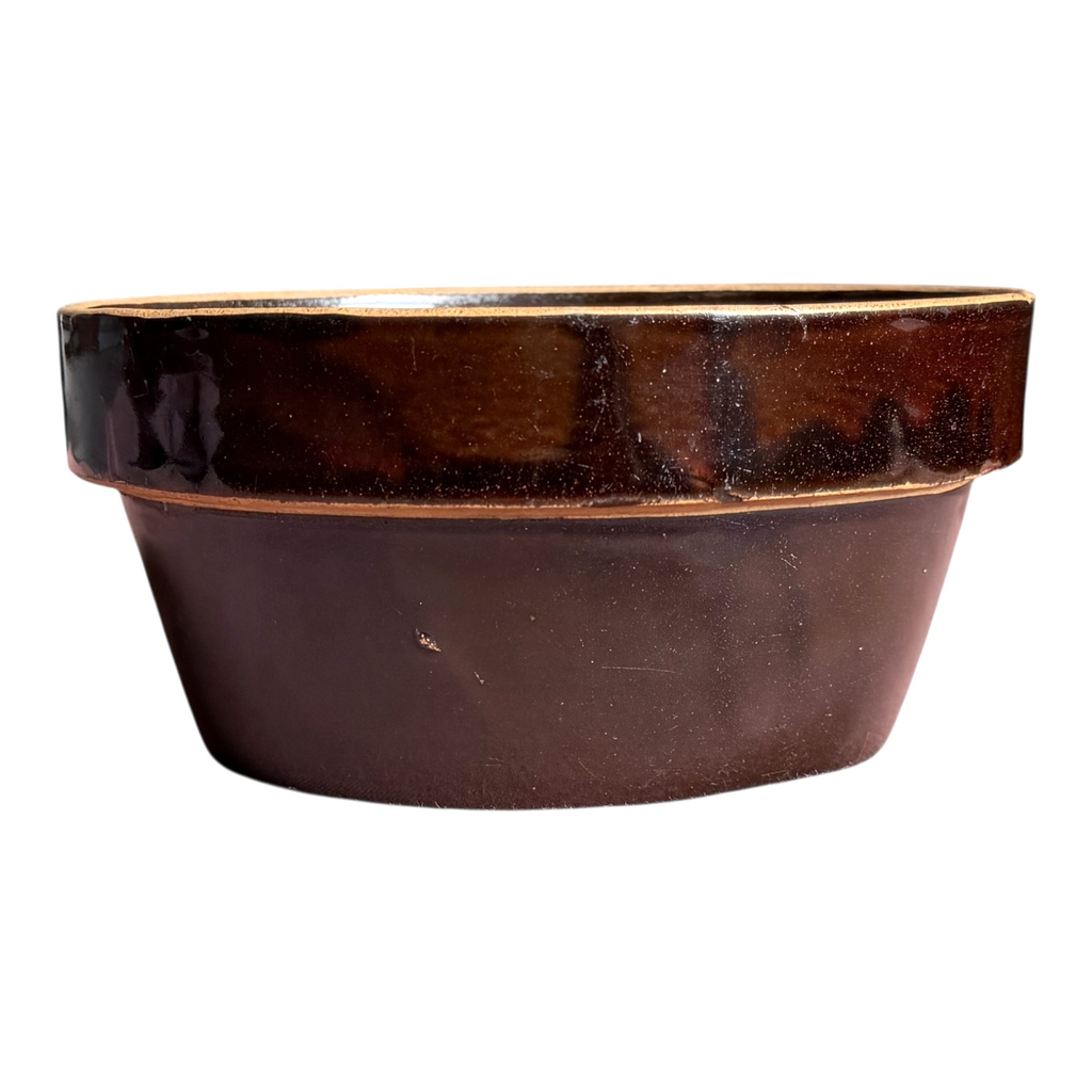 Antique Yellowware Mixing Bowl Brown Slip Glaze Stoneware - Martha Stewart Prop