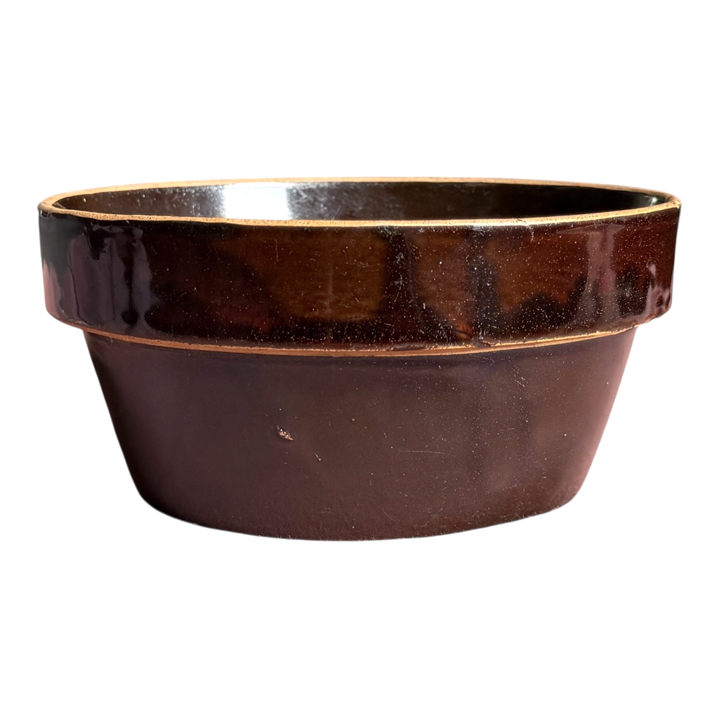 Antique Yellowware Mixing Bowl Brown Slip Glaze Stoneware - Martha Stewart Prop