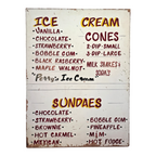 Vintage Large Perry’s Ice Cream Hand Painted Wooden Menu Board Advertising Sign