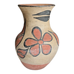Vintage Santo Domingo Pueblo Native American Floral Pottery Vase