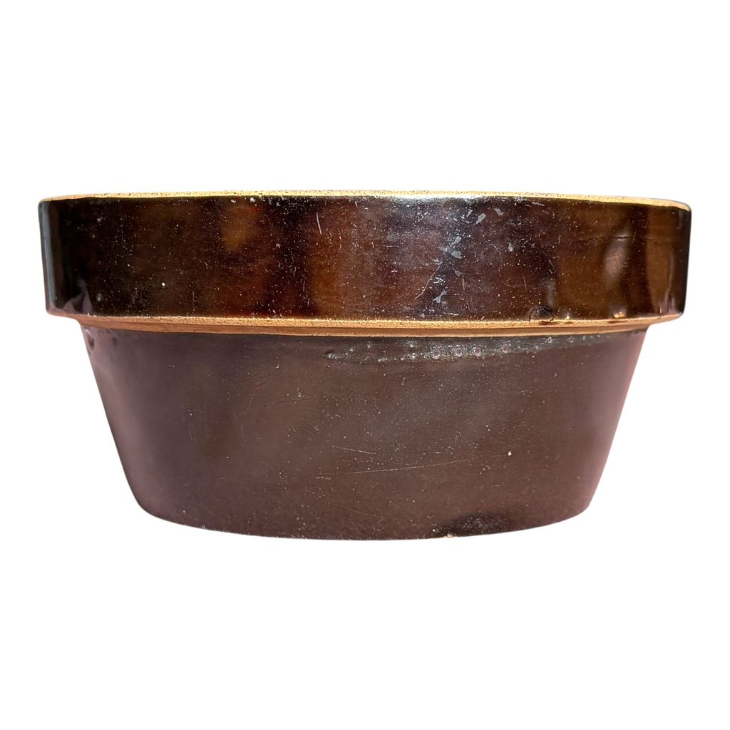 Antique Yellowware Mixing Bowl Brown Slip Glaze Stoneware - Martha Stewart Prop