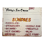 Vintage Large Perry’s Ice Cream Hand Painted Wooden Menu Board Advertising Sign