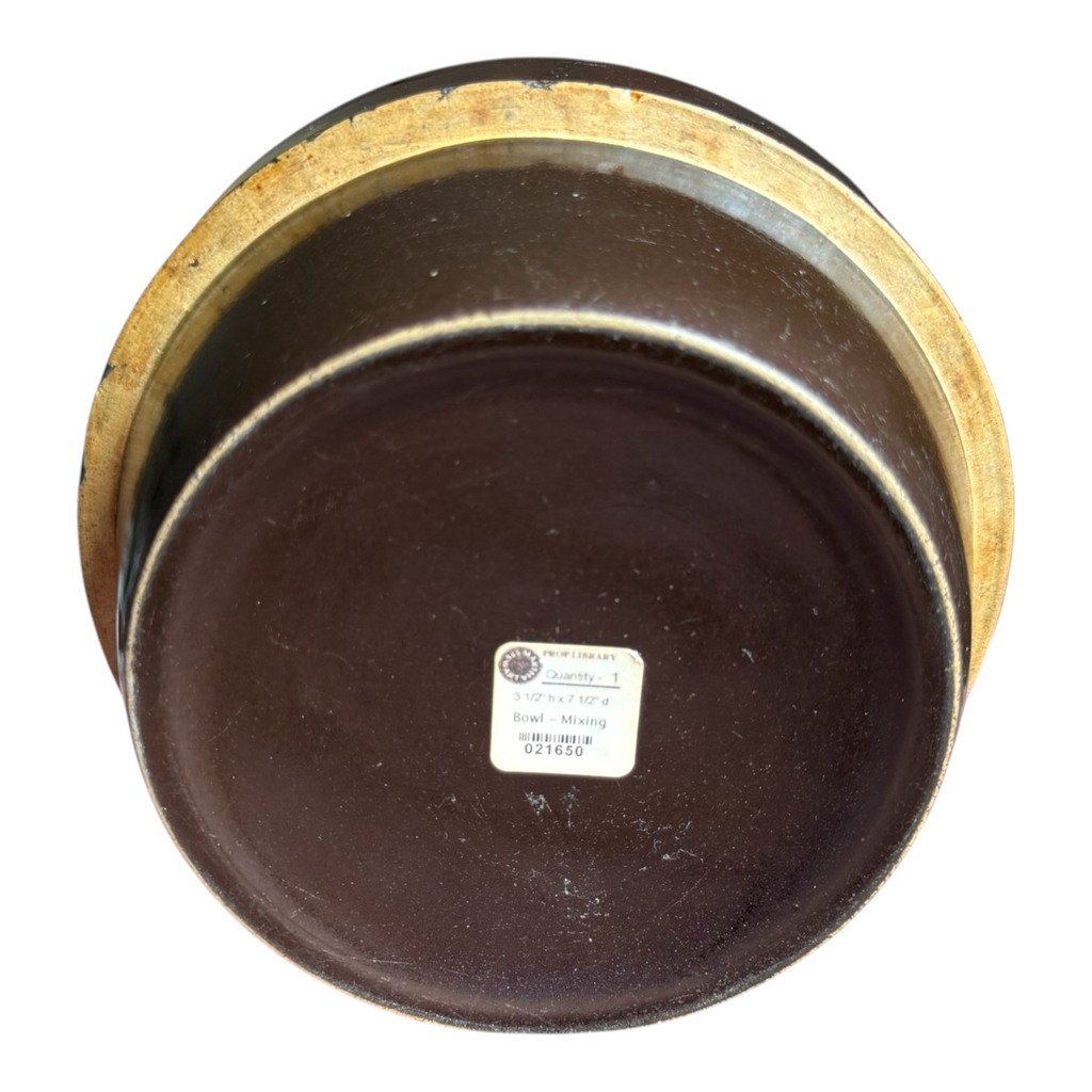 Antique Yellowware Mixing Bowl Brown Slip Glaze Stoneware - Martha Stewart Prop