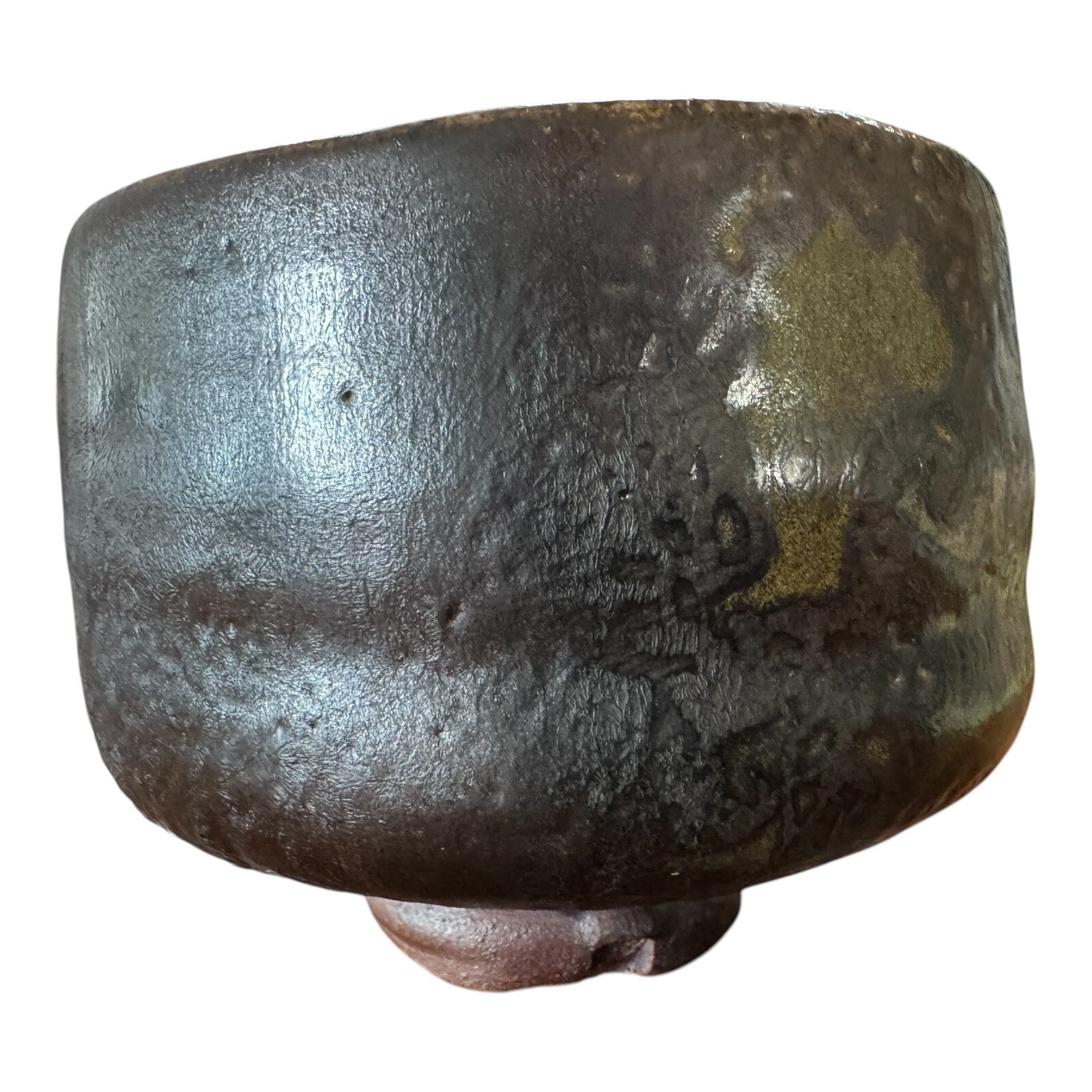 Vintage Studio Art Pottery Metallic Glaze Matcha Chawan Tea Bowl - Signed