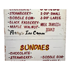 Vintage Large Perry’s Ice Cream Hand Painted Wooden Menu Board Advertising Sign