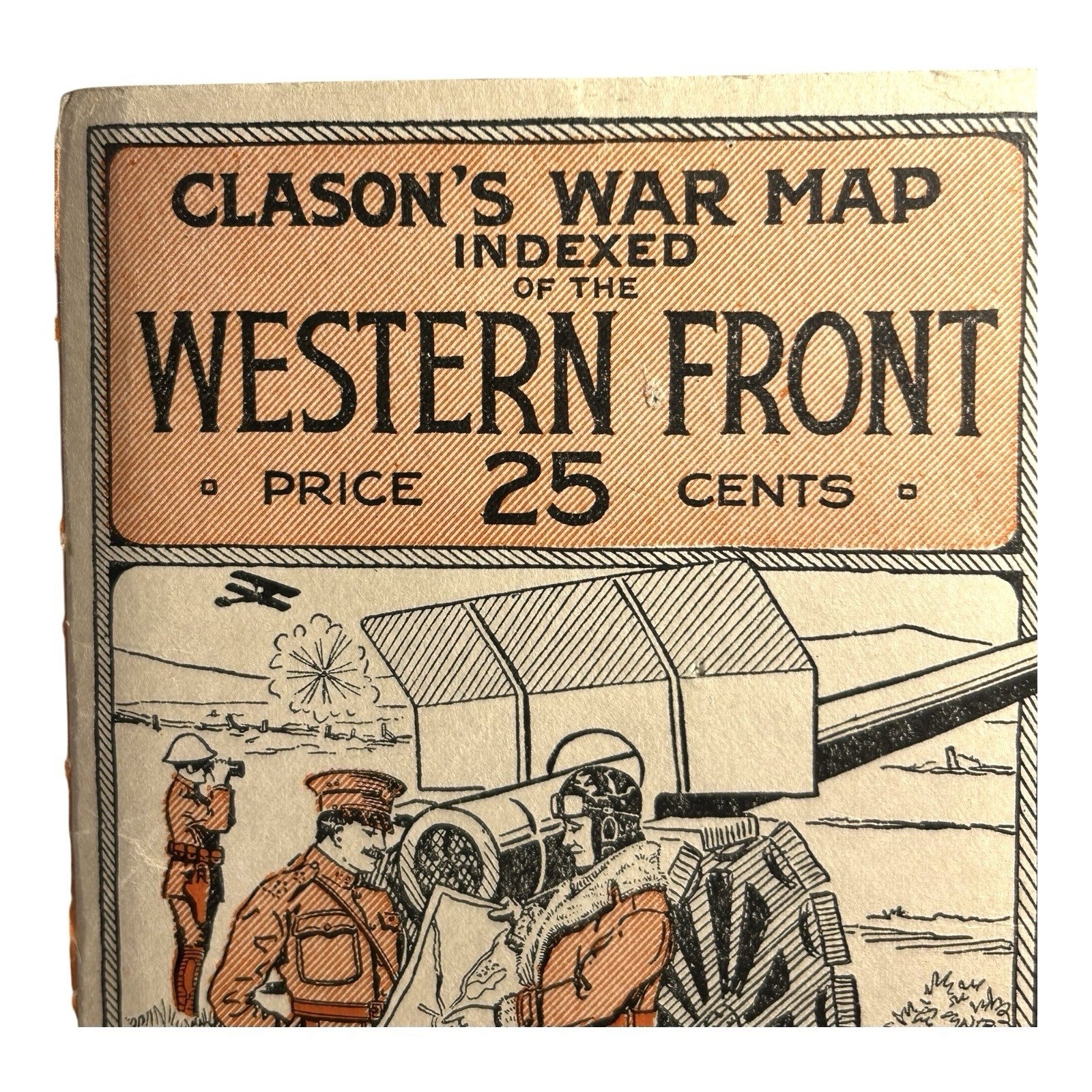 Antique WW1 World War One Clason War Map of Western Front