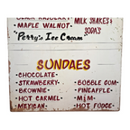 Vintage Large Perry’s Ice Cream Hand Painted Wooden Menu Board Advertising Sign