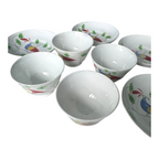 Antique Staffordshire Peafowl Spongeware Spatterware Cups & Saucers (Set of 4)
