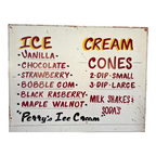 Vintage Large Perry’s Ice Cream Hand Painted Wooden Menu Board Advertising Sign