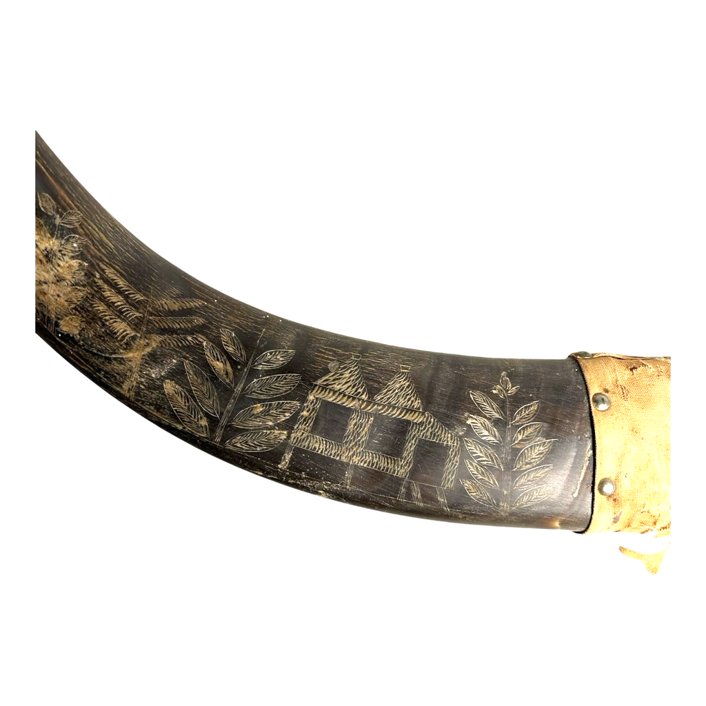 Vintage Carved Buffalo Horns by Soldier in Phillipines after WWII WW2