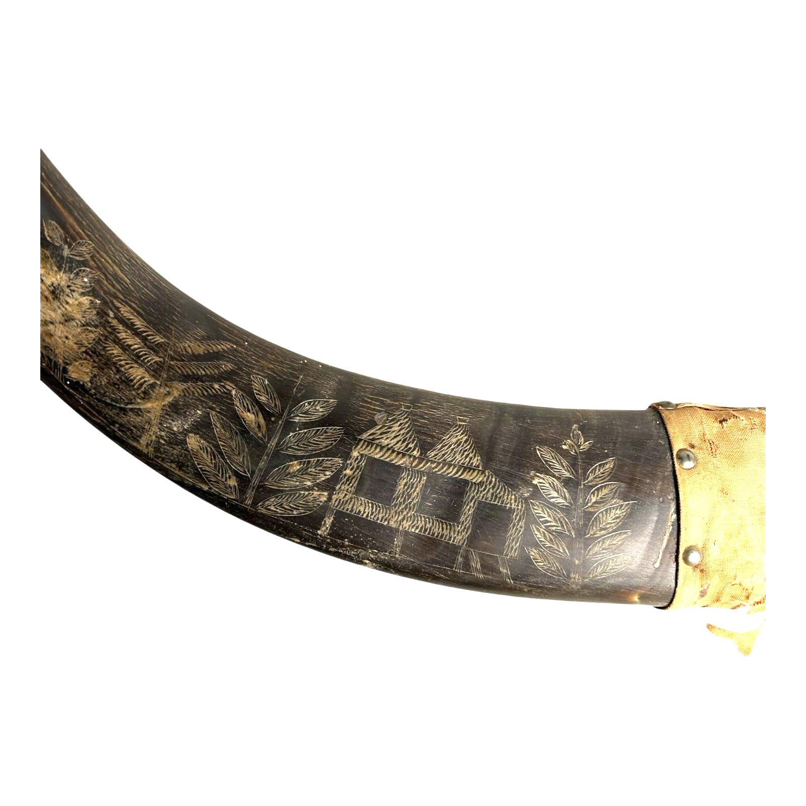 Vintage Carved Buffalo Horns by Soldier in Phillipines after WWII WW2