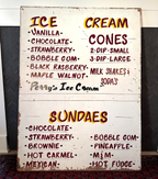 Vintage Large Perry’s Ice Cream Hand Painted Wooden Menu Board Advertising Sign