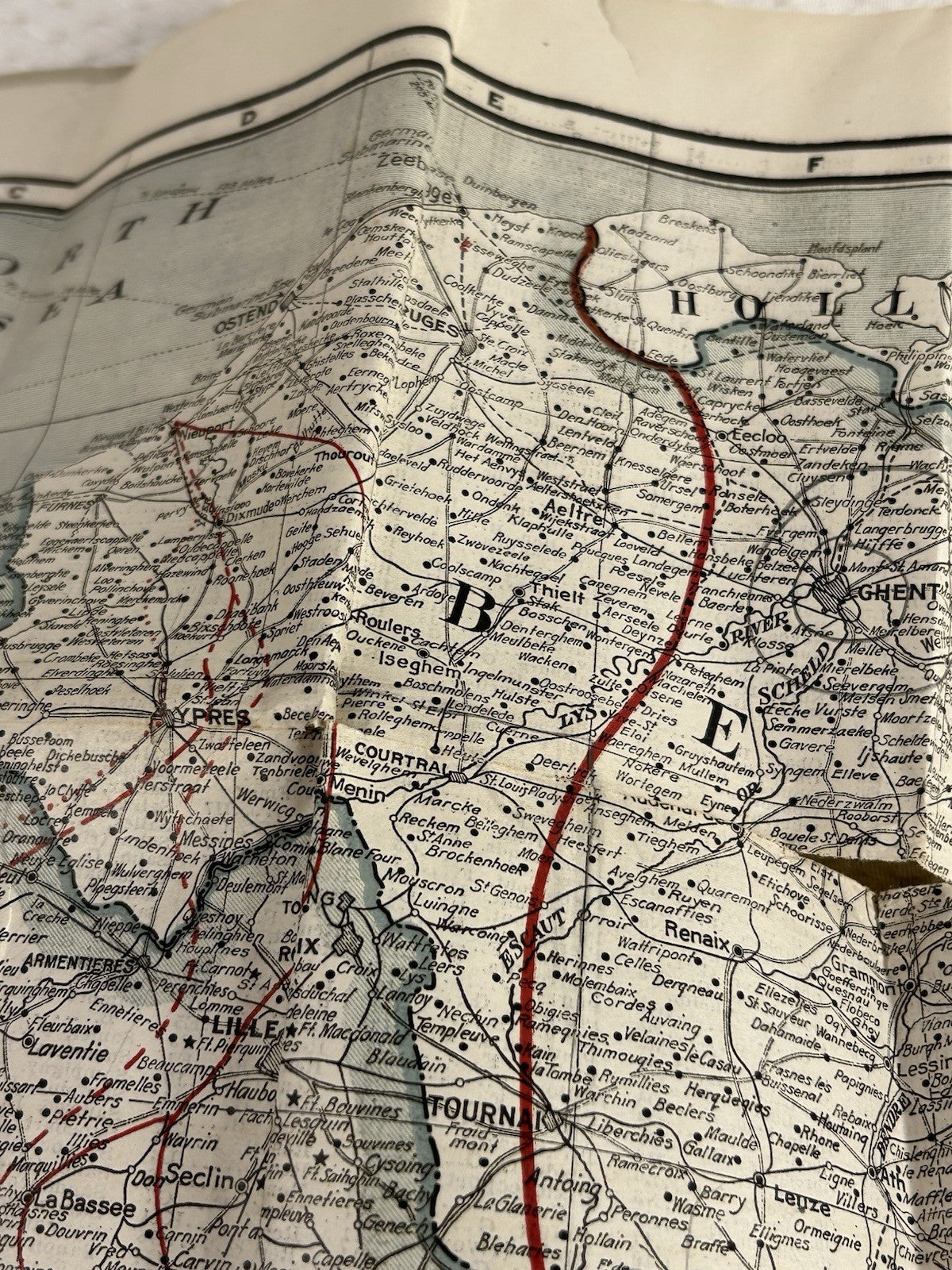 Antique WW1 World War One Clason War Map of Western Front