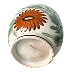Antique Staffordshire Hand-Painted Floral Sunflower Lidded Sugar Bowl