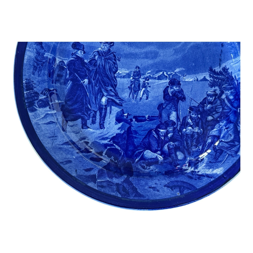 Antique Staffordshire Cauldon Flow Blue Charger - Washington at Valley Forge