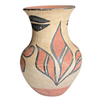 Vintage Santo Domingo Pueblo Native American Floral Pottery Vase