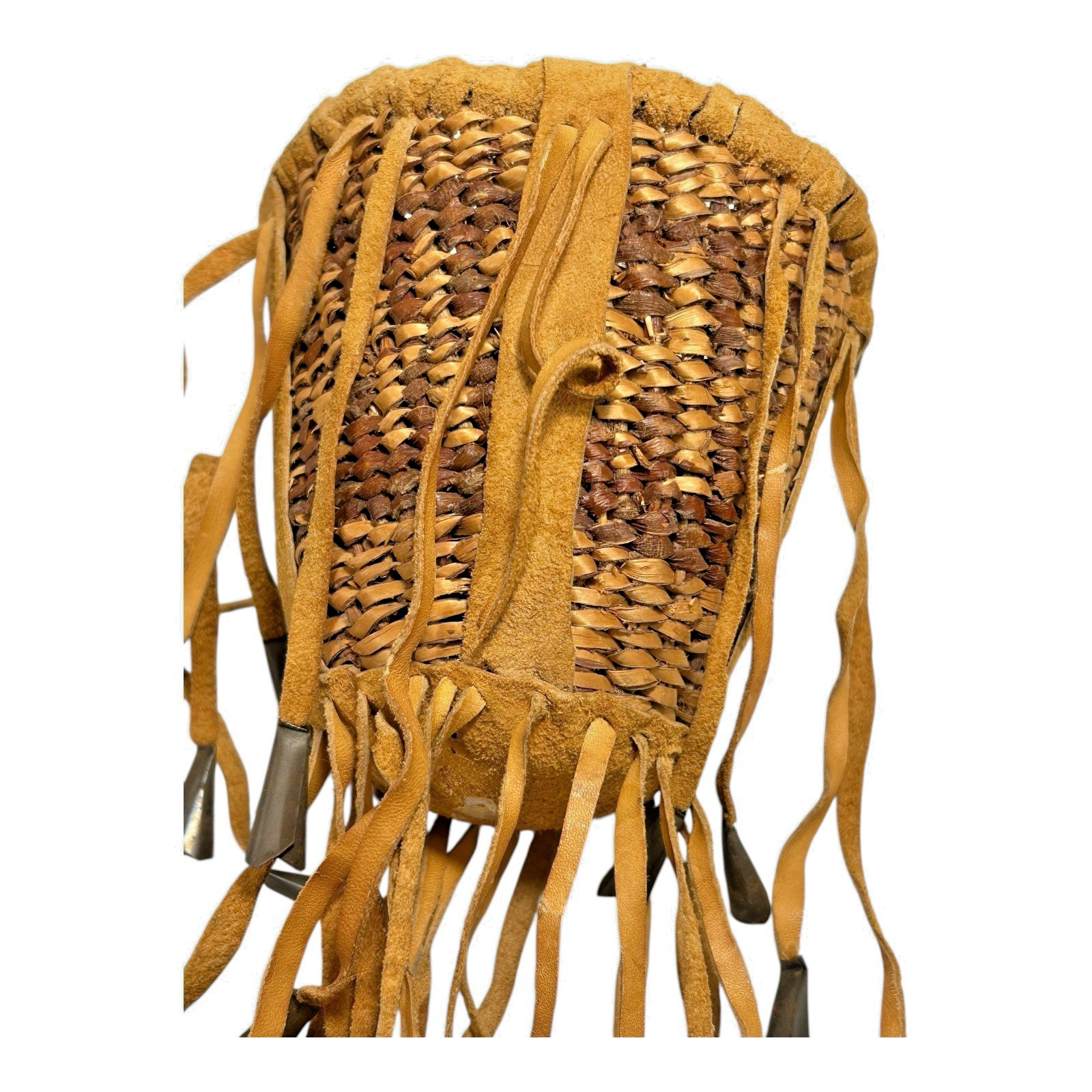 Vintage Apache Burden Basket with Tipped Leather Tassels