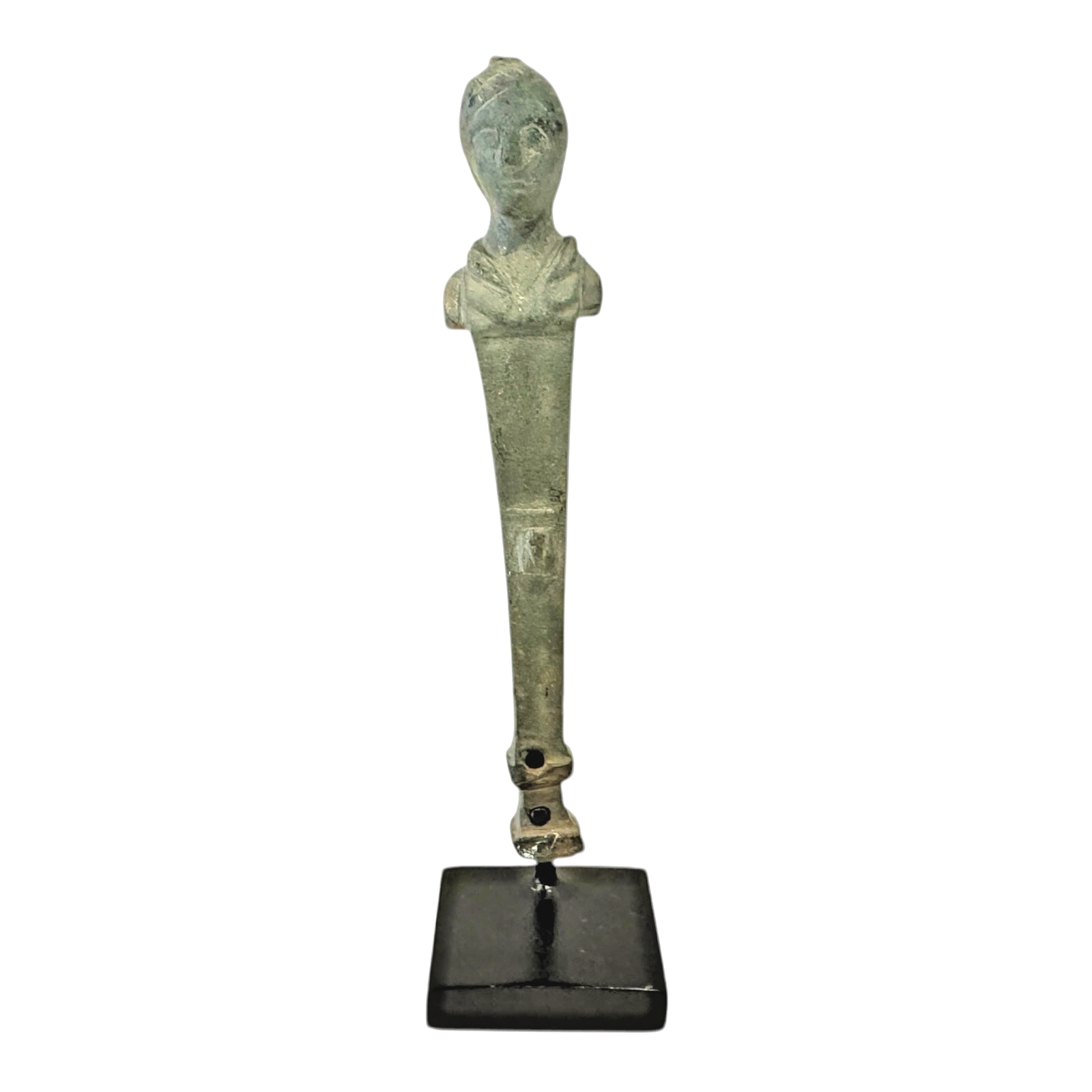 Ancient Roman Bronze Herm Figure - Classical Male Sculpture on Stand