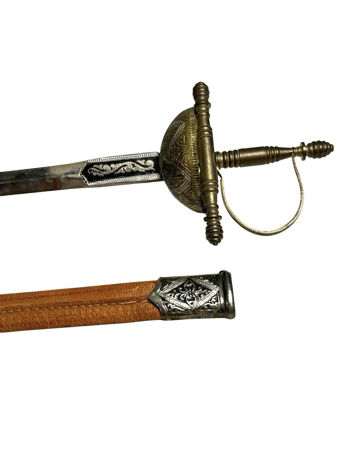 Vintage Toledo Spain Gold Silver Enamel Rapier Dagger Knife Letter Opener