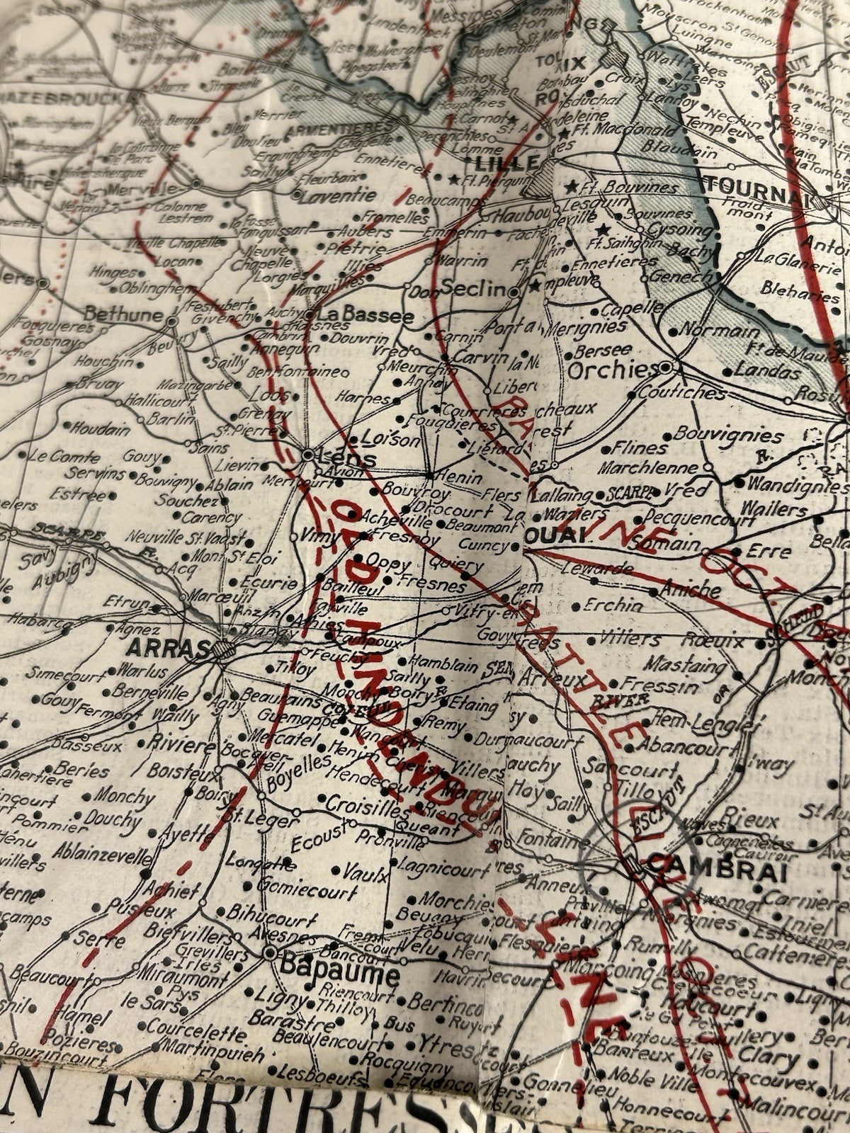 Antique WW1 World War One Clason War Map of Western Front