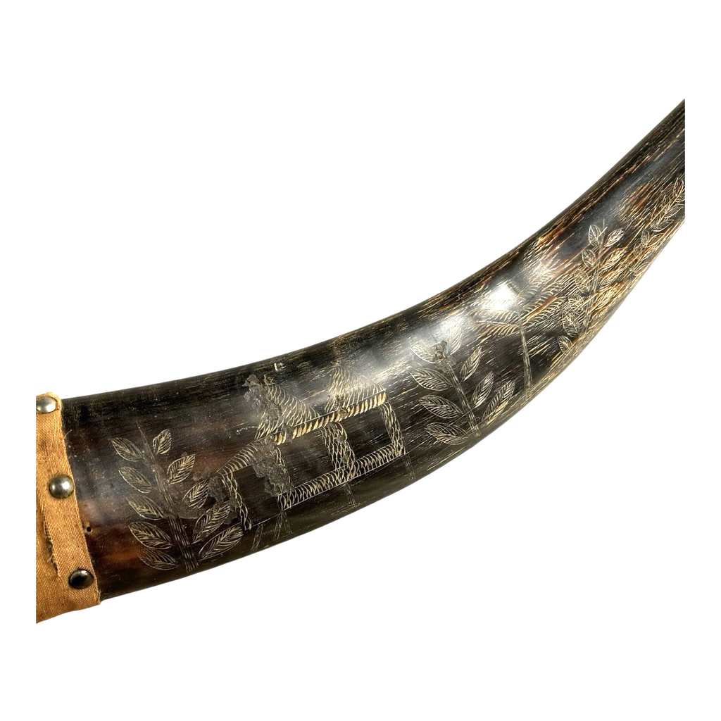 Vintage Carved Buffalo Horns by Soldier in Phillipines after WWII WW2