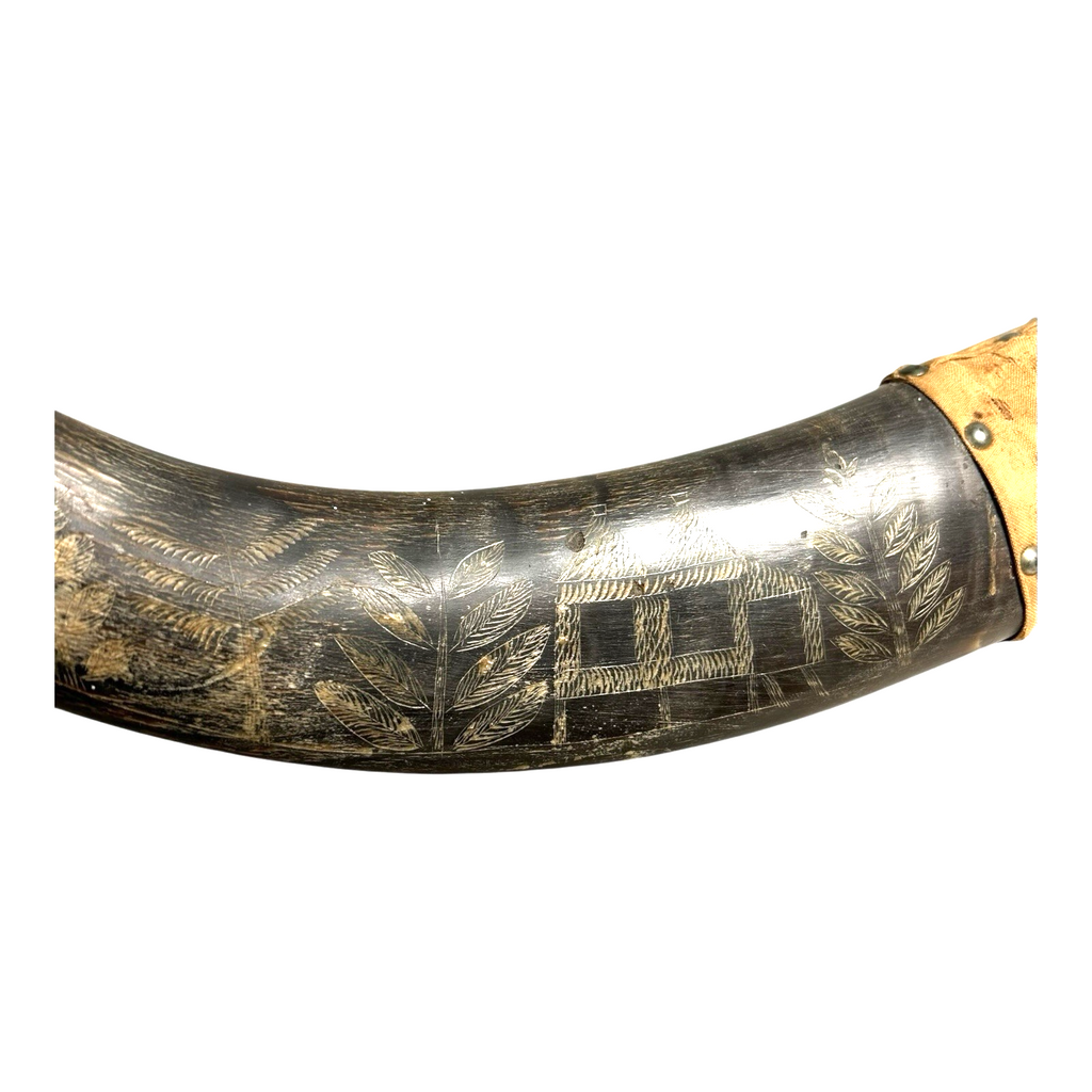 Vintage Carved Buffalo Horns by Soldier in Phillipines after WWII WW2