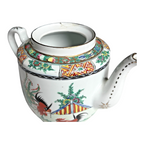 Antique Chinese Famille Rose Porcelain Teapot - Rooster Pattern